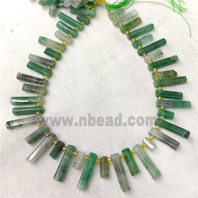 Green Aventurine Stick Beads Topdrilled