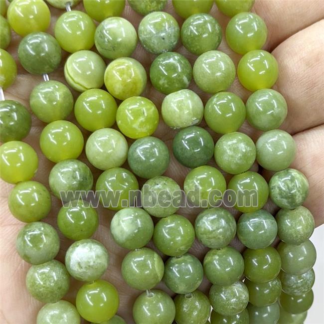 Chinese Green Nephrite Jade Beads Smooth Round