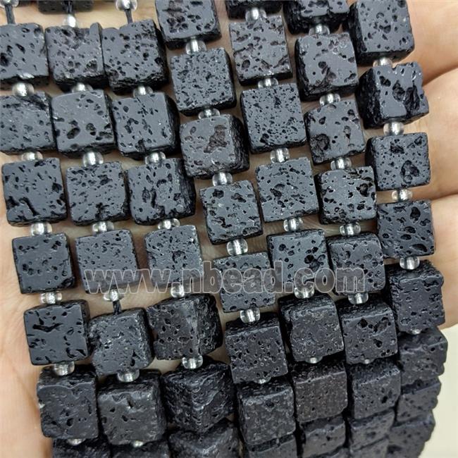 Black Lava Stone Cube Beads