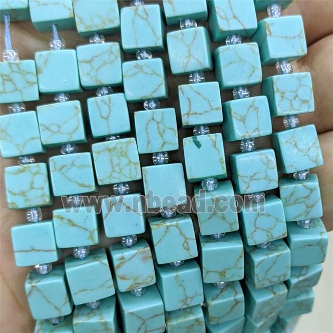 Blue Howlite Turquoise Cube Beads Dye