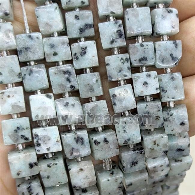 Natural Kiwi Jasper Cube Beads