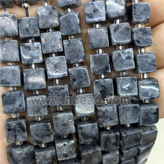 Natural Black Labradorite Cube Beads