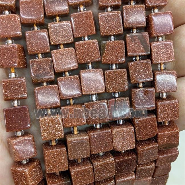 Golden Sandstone Cube Beads