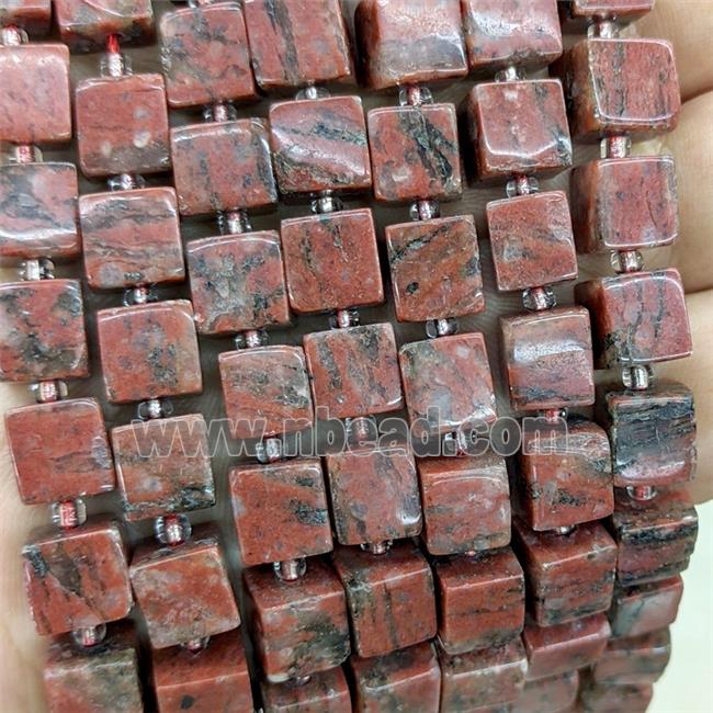 Red Sesame Jasper Cube Beads