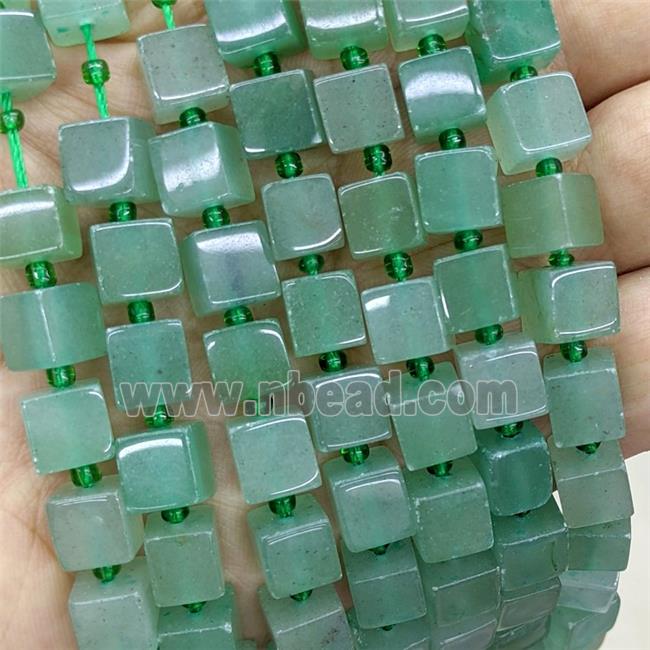 Natural Green Aventurine Cube Beads