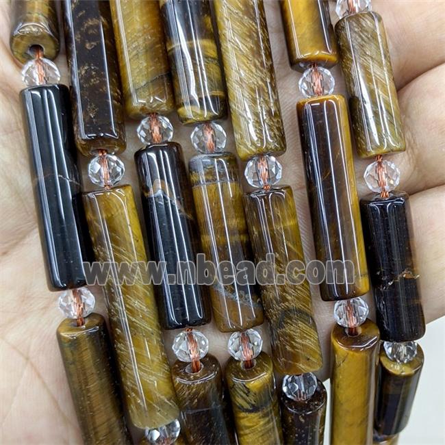Natural Tiger Eye Stone Tube Beads