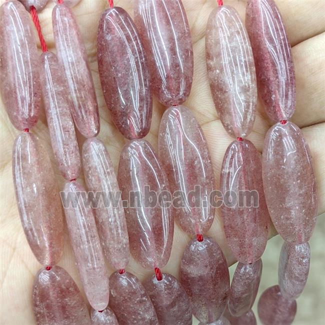 Natural Pink Strawberry Quartz Oval Beads