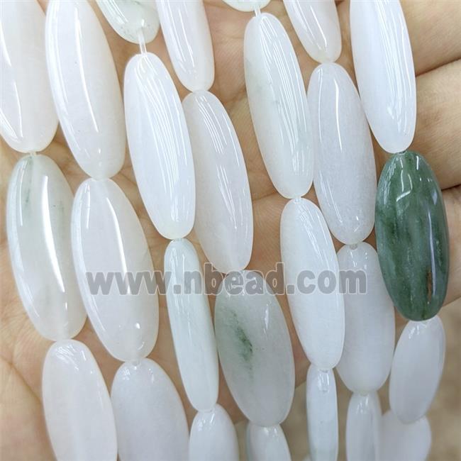 Natural Chinese Nephrite Jade Oval Beads White