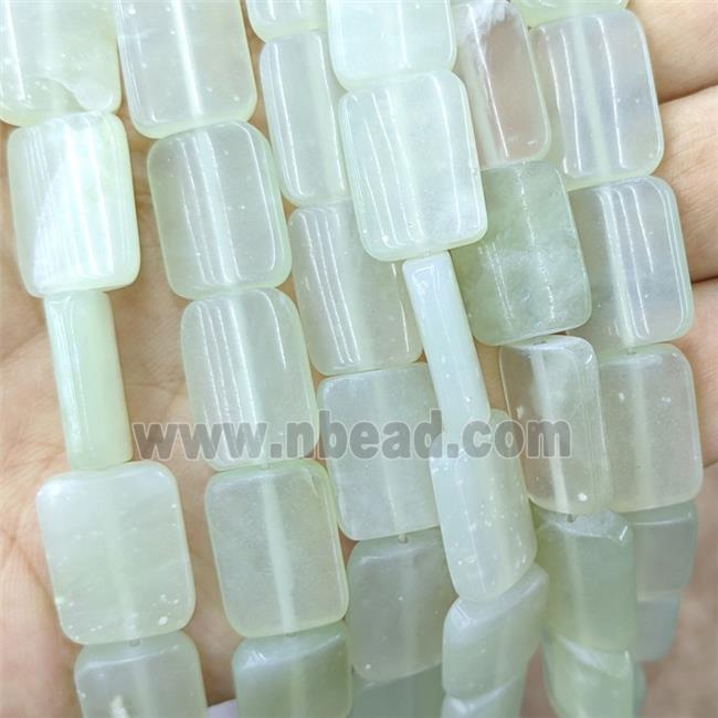 Natural Chinese Nephrite Jade Rectangle Beads Lt.green
