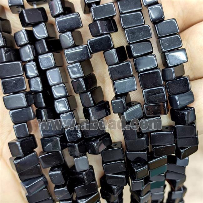 Natural Black Obsidian Rectangle Beads 2holes