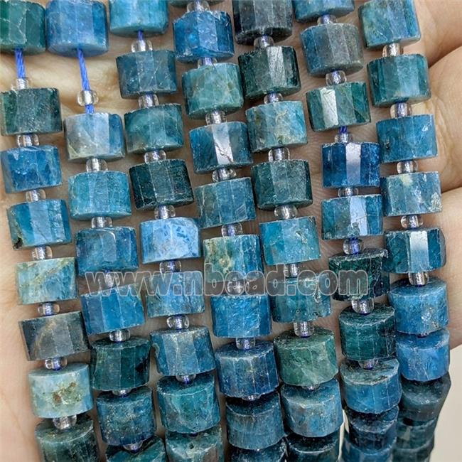 Natural Blue Apatite Beads Tube Faceted
