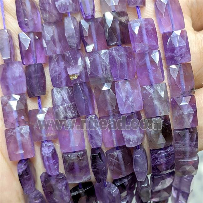 Natural Purple Amethyst Beads Faceted Rectangle