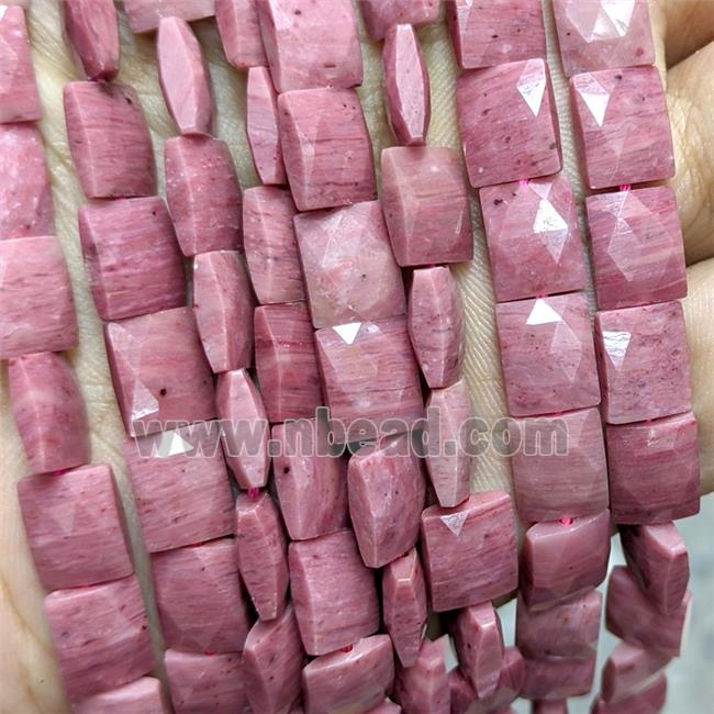 Natural Pink Wood Lace Jasper Beads Faceted Rectangle
