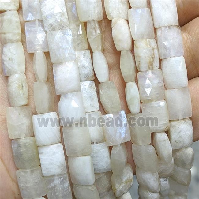 Natural White Moonstone Beads Faceted Rectangle