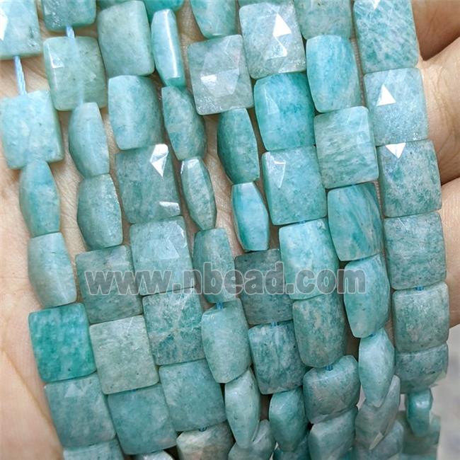 Natural Green Amazonite Beads Faceted Rectangle