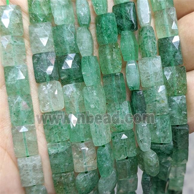 Natural Green Strawberry Quartz Beads Faceted Rectangle