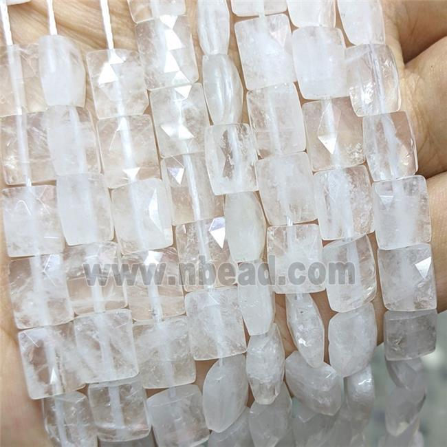 Natural Clear Crystal Quartz Beads Faceted Rectangle