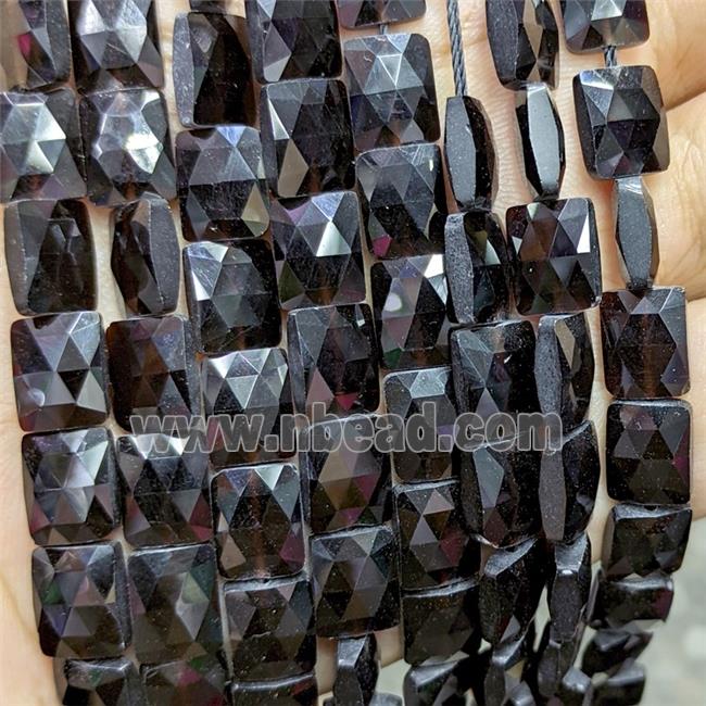 Natural Black Obsidian Beads Faceted Rectangle