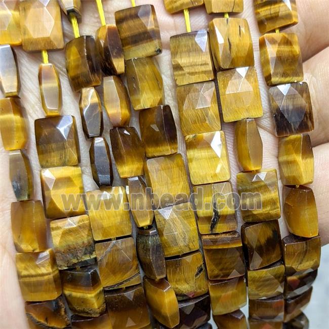 Natural Tiger Eye Stone Beads Faceted Rectangle