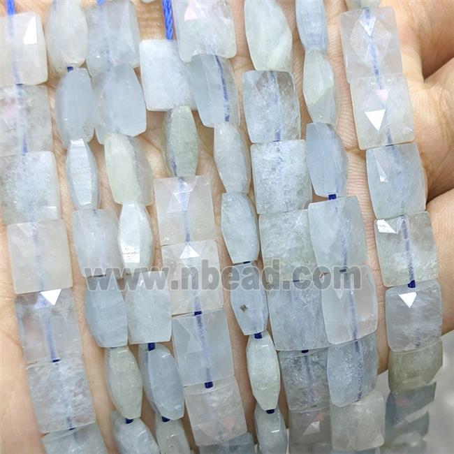 Natural Blue Aquamarine Beads Faceted Rectangle