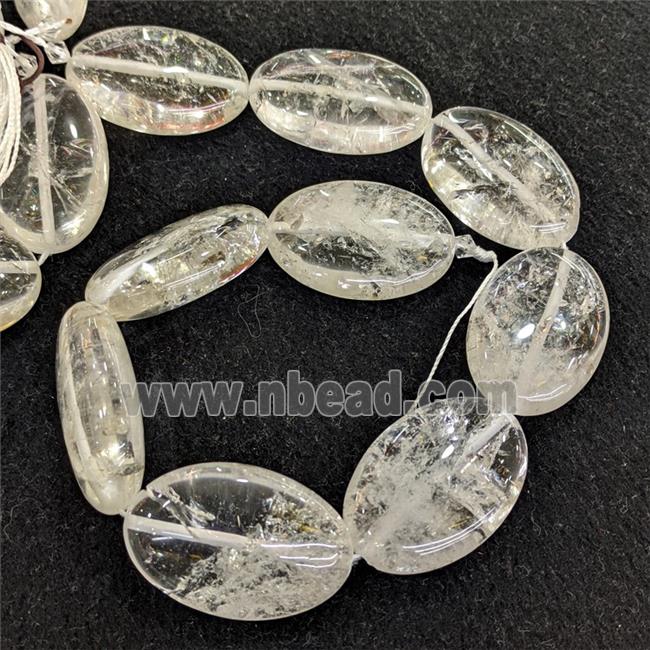 Natural Clear Crystal Quartz Oval Beads