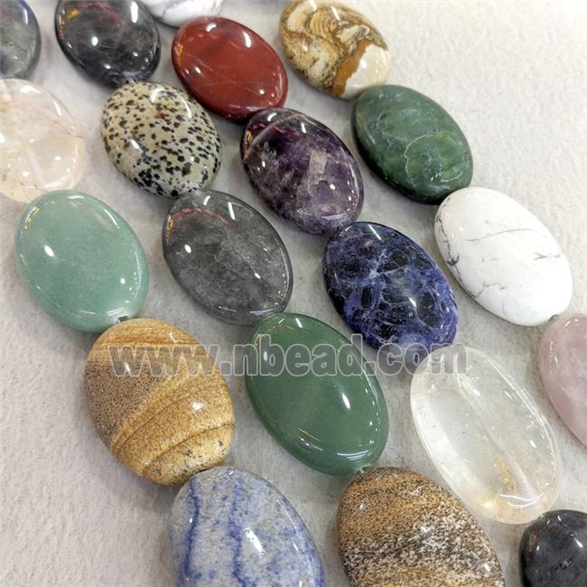 Natural Gemstone Oval Beads Mixed
