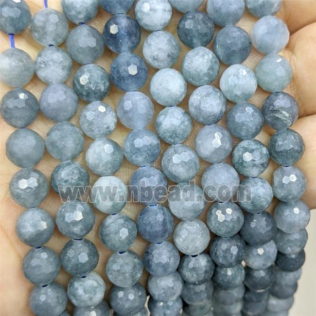 Jade Beads Dye faceted Round Bluegray