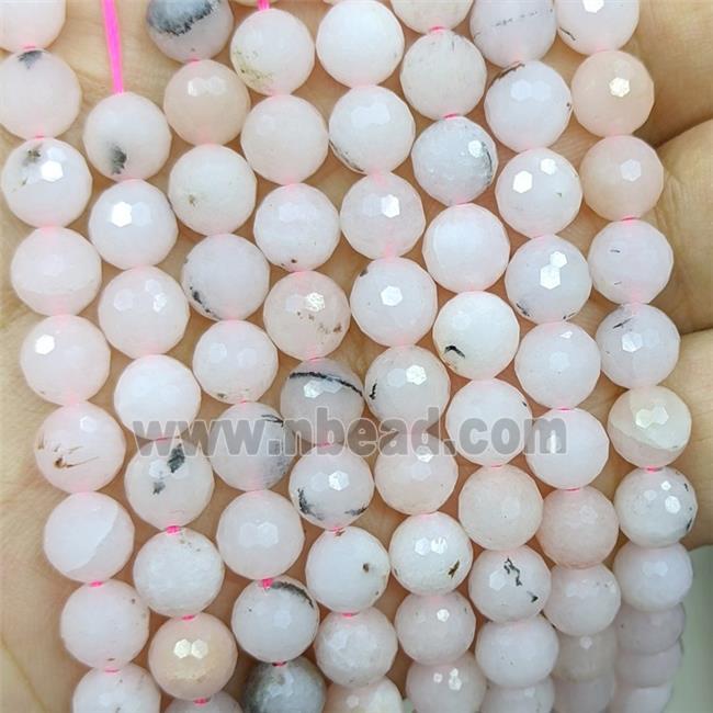 Jade Beads Dye faceted Round Lt.pink