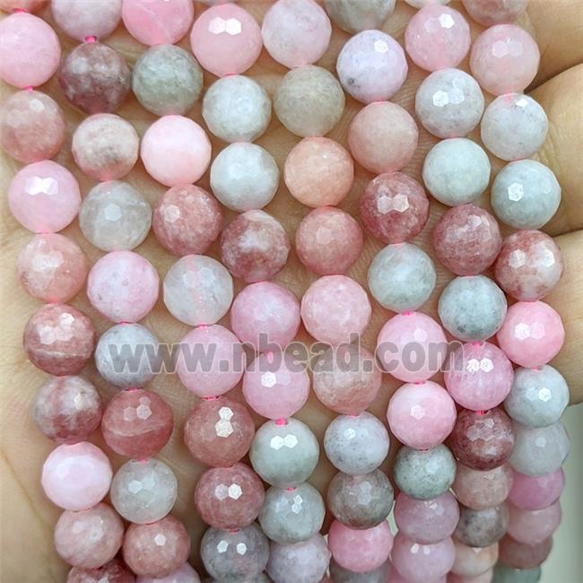 Jade Beads Dye faceted Round Pink