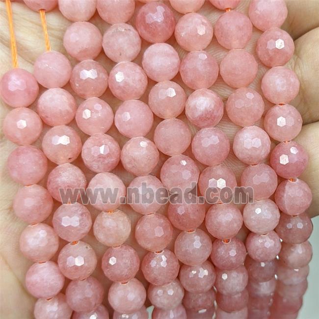 Peach Jade Beads Dye faceted Round