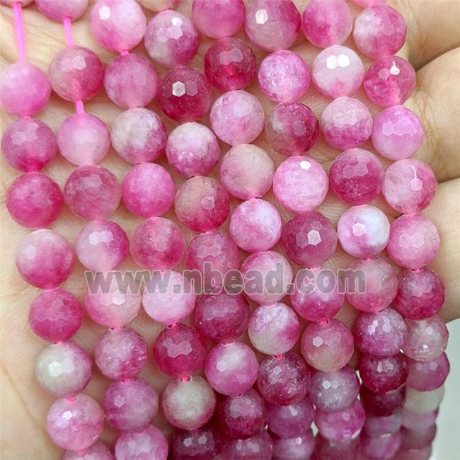Red Jade Beads Dye faceted Round