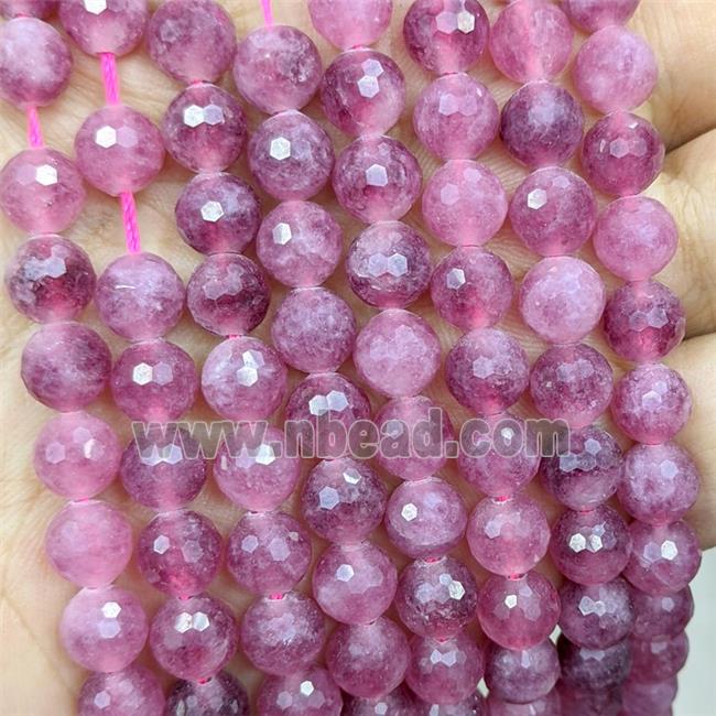 Red Jade Beads Dye faceted Round