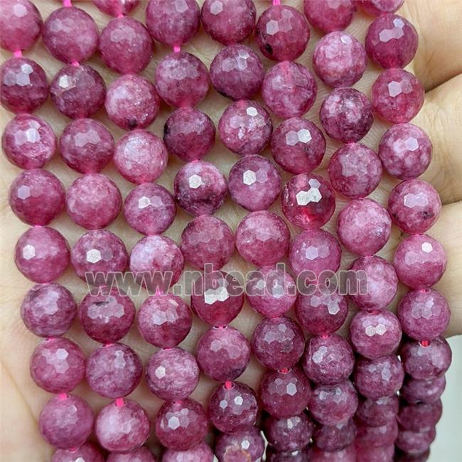 Red Jade Beads Dye faceted Round