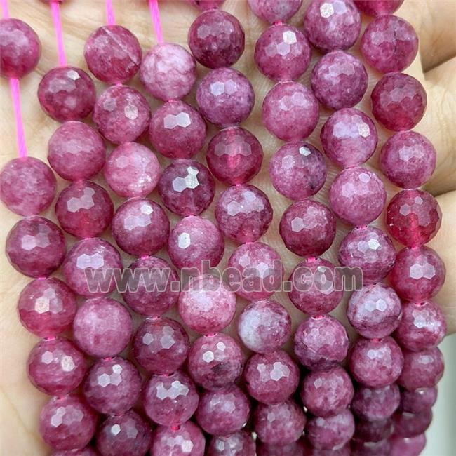 Red Jade Beads Dye faceted Round