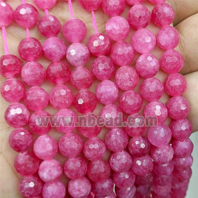 Red Jade Beads Dye faceted Round