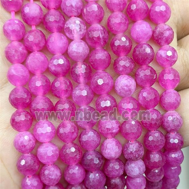 Hotpink Jade Beads Dye faceted Round