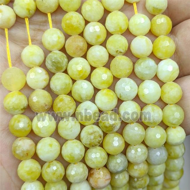 Yellow Jade Beads Dye faceted Round
