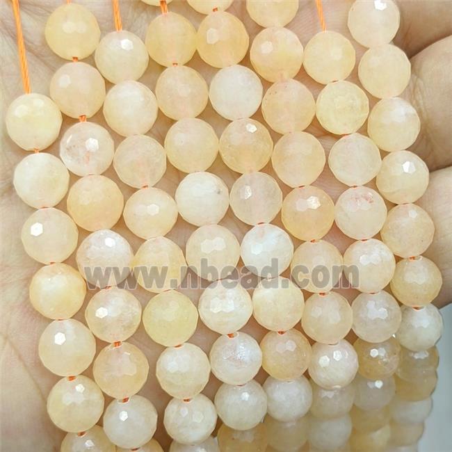 Lt.yellow Jade Beads Dye faceted Round