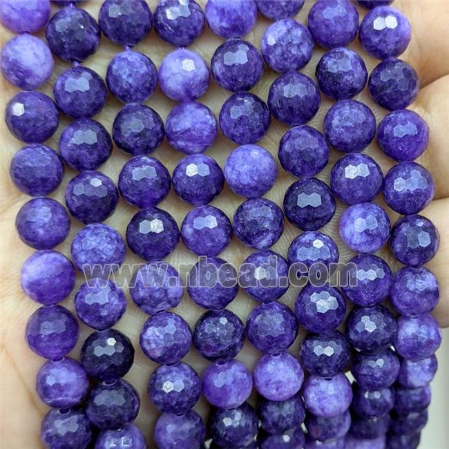 DeepPurple Jade Beads Dye faceted Round