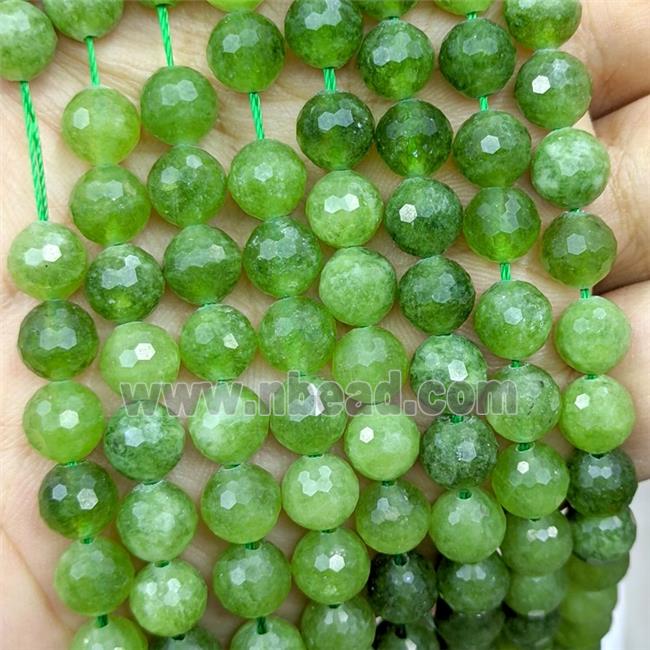 Green Jade Beads Dye faceted Round