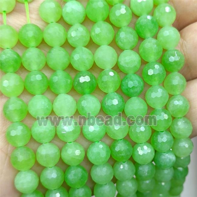 Green Jade Beads Dye faceted Round