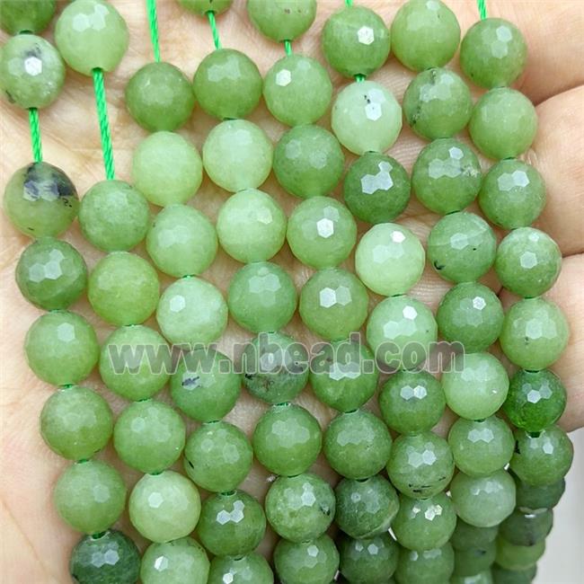 Green Jade Beads Dye faceted Round