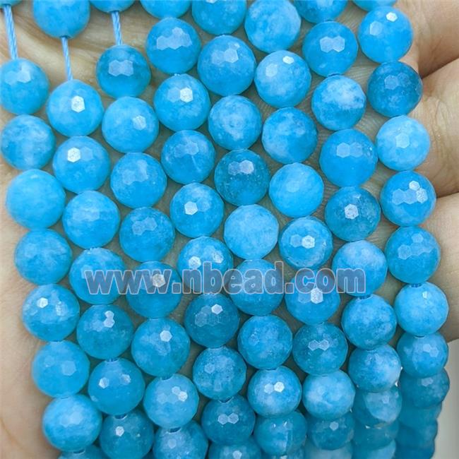 Blue Jade Beads Dye faceted Round