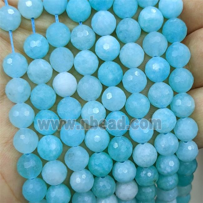 Blue Jade Beads Dye faceted Round