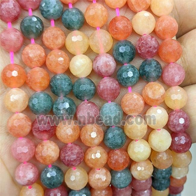 Jade Beads Dye faceted Round Mix Color