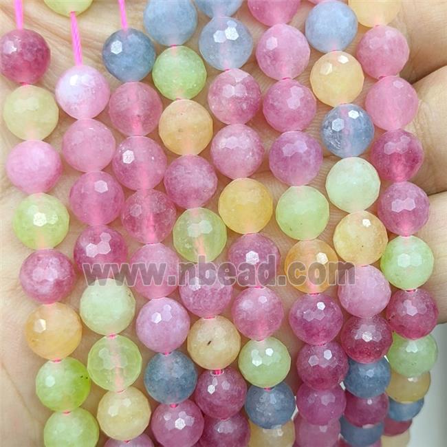 Jade Beads Dye faceted Round Mix Color