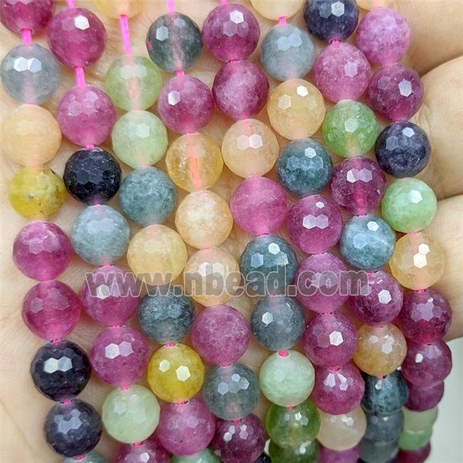 Jade Beads Dye faceted Round Mix Color