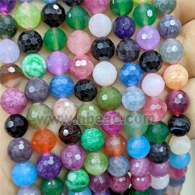 Jade Beads Dye faceted Round Mix Color
