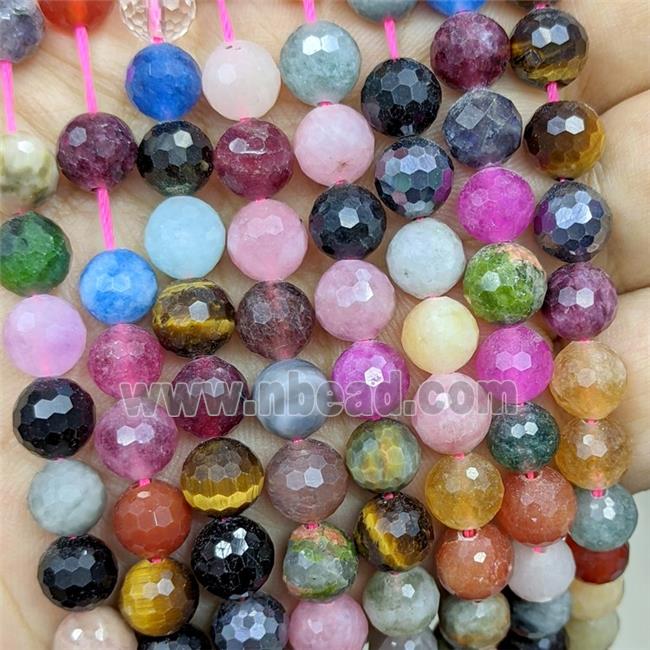Jade Beads Dye faceted Round Mix Color