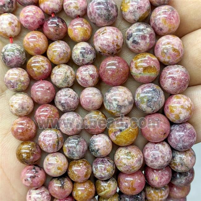 Natural Brazilian Rhodochrosite Beads Red Smooth Round